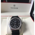 W#T00 Men’s stainless steel Tudor (made by Rolex ) Glamour black diamond dial / diamond bezel on black leather strap - brand new / never worn (complete set) -retails for $5500.00 asking $3850.00 